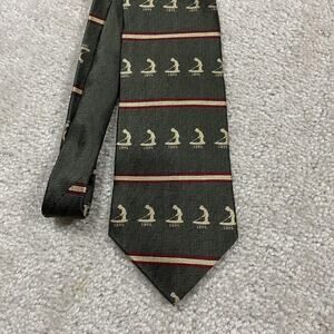 VTG Pinehurst Tie Mens Green Striped Golfer Ivy Prep Necktie Preppy‎ Heritage